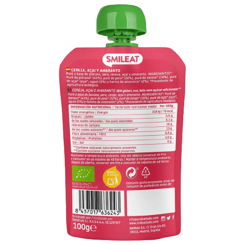 Gourde Açaï Cerise Amarante + 8 mois