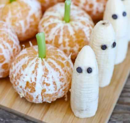 Mandarines citrouilles et bananes fantômesimage
