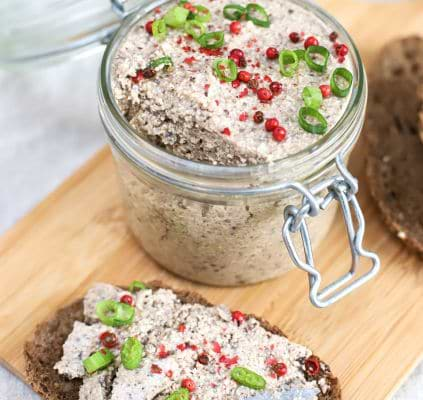 Vegan Christmas terrine with mushrooms and smoked tofu