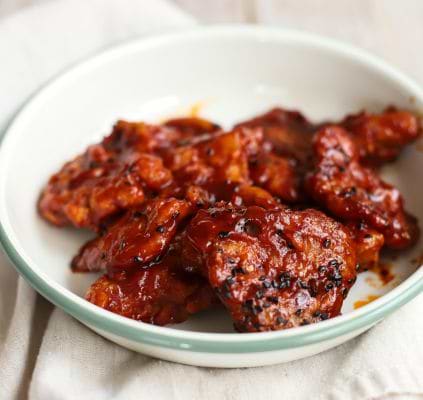 Revisite vegan du “poulet” frit coréen