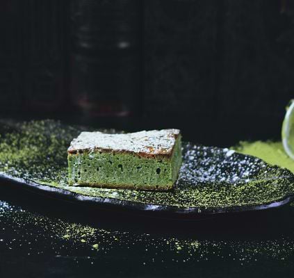 Matcha vegan brownie