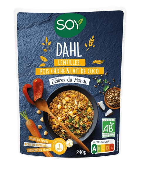 Dahl lentilles pois chiches lait de coco