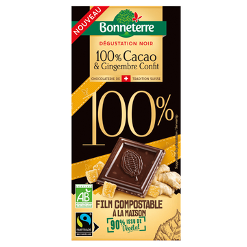 Chocolat 100% Cacao Gingembre BIO