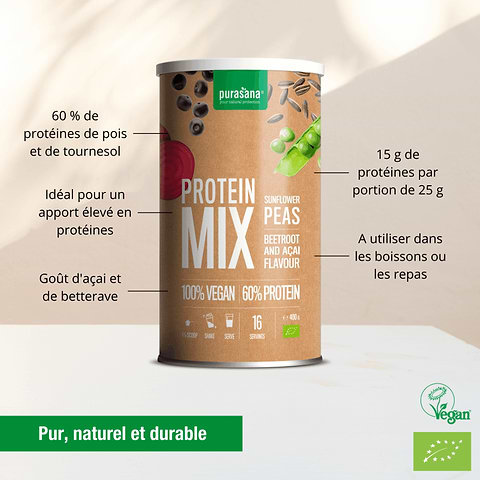 Poudre Protéinée Vegan Betterave & Açaï (60% Protéine)