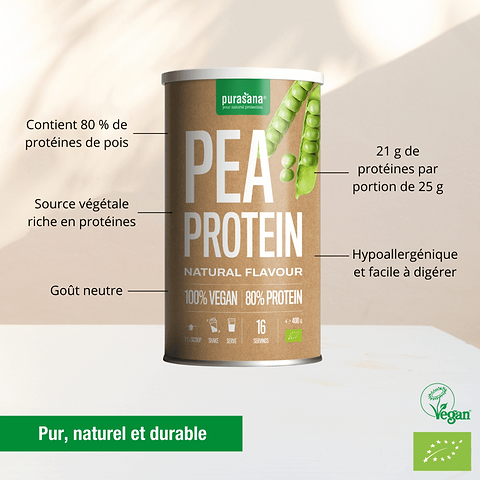 Vegaanse erwtenproteïnen naturel