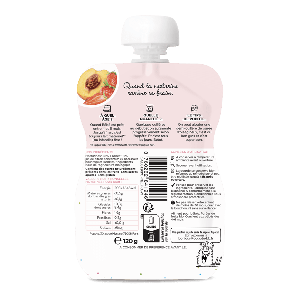 Nectarine Aardbei Knijpzakje vanaf 6 maanden