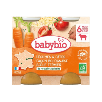 Légumes Pâtes Bolognaise Boeuf Fermier + 6 Mois BIO