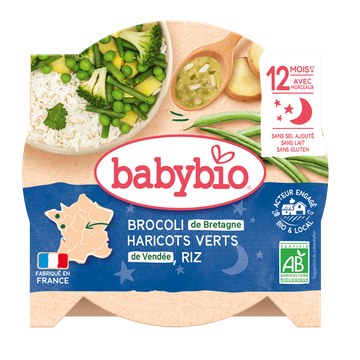 Assiette Brocoli Haricots Verts Riz Dès 12 Mois BIO