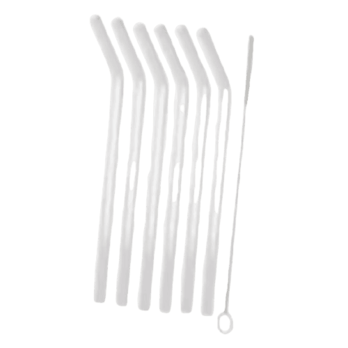 Set Of 4 Curved Stainless Steel Straws + 1 Brush