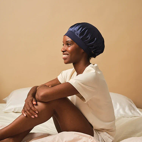 Midnight Blue Pure Silk Hair Bonnet