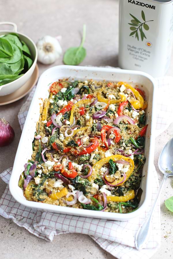 Quinoa gratin met geroosterde groenten en fetaimage