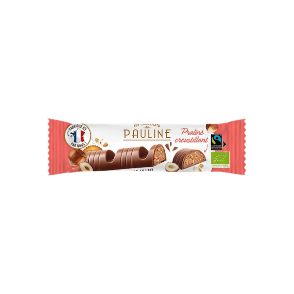 Milk chocolate hazelnut praline biscuit bar