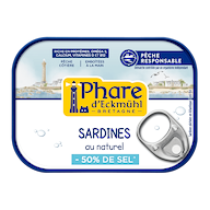 Sardines au naturel -50% sel 