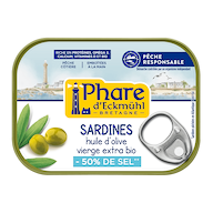 Sardines huile d'olive vierge extra bio -50% sel 