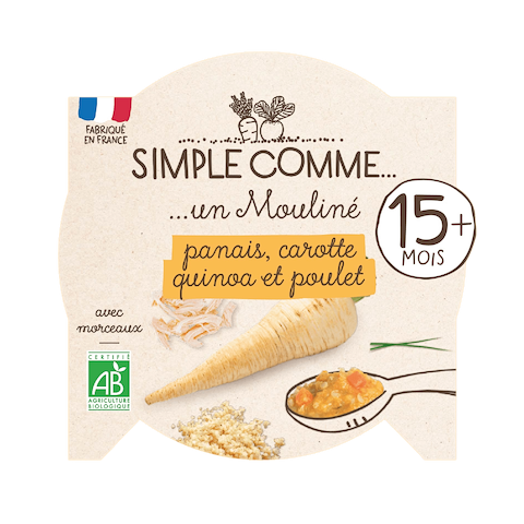 Assiette Panais Carotte Poulet Quinoa + 15 mois