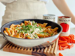 Penne aux tomates et crème de coco 