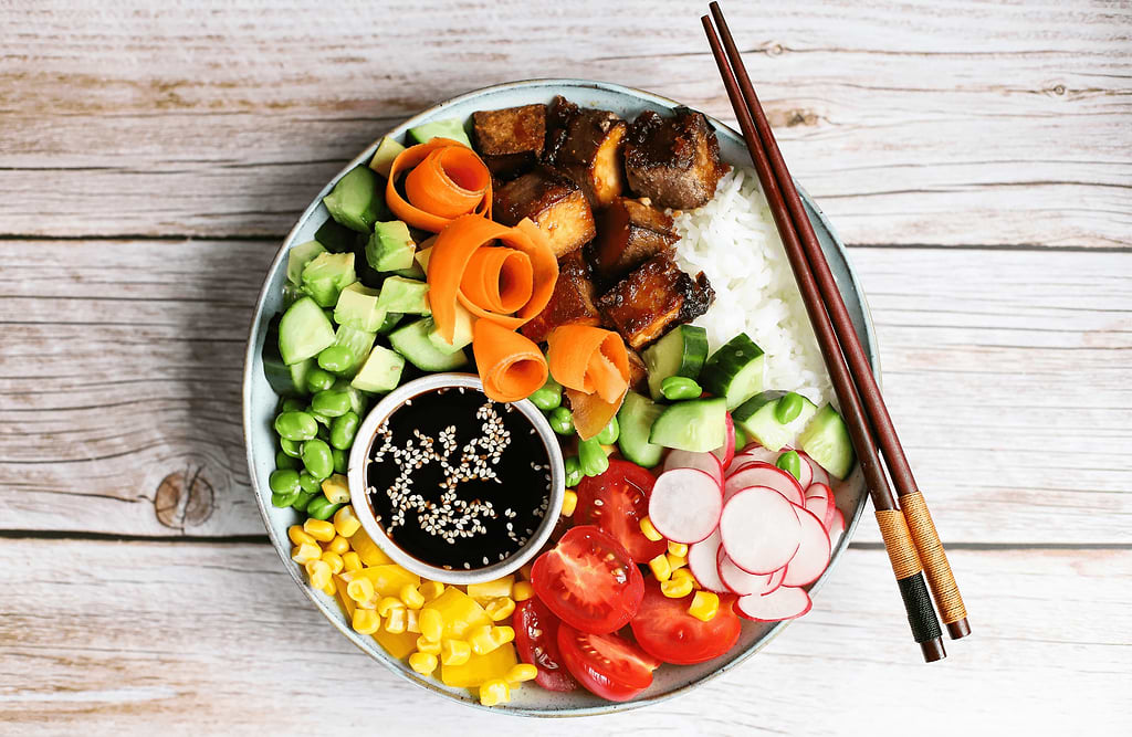 Tofu bowl sauce soja shoyu