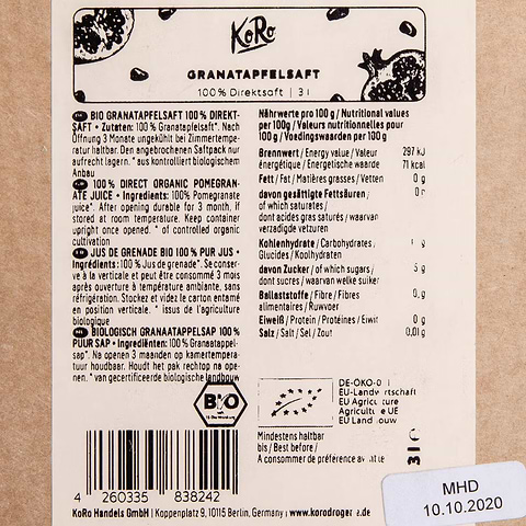 Granaatappel Sap Bag-in-Box