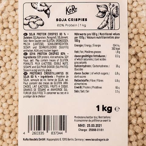 Soy crispies (60%)