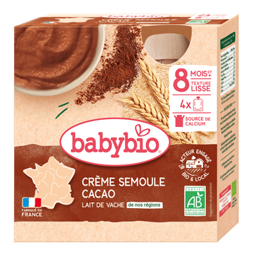 Gourdes Crème Semoule Cacao Lait  Vache Dès 8 Mois BIO