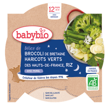 Assiette Brocoli Haricots Verts Riz Dès 12 Mois BIO