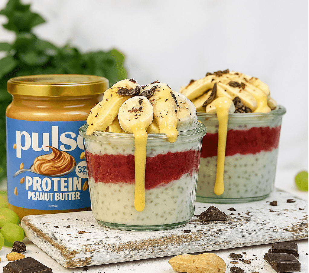 Peanut butter and red berry porridge