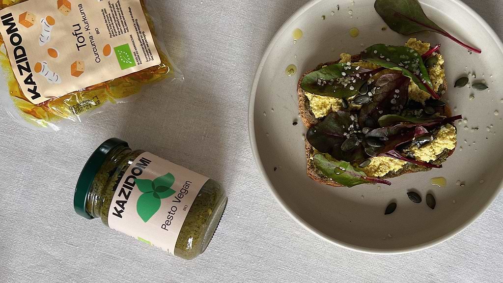 Tartines de tofu grillé et pesto