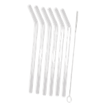 Set of 4 Curved Stainless Steel Straws + 1 Brush 0