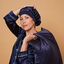 Midnight Blue Pure Silk Hair Bonnet 1