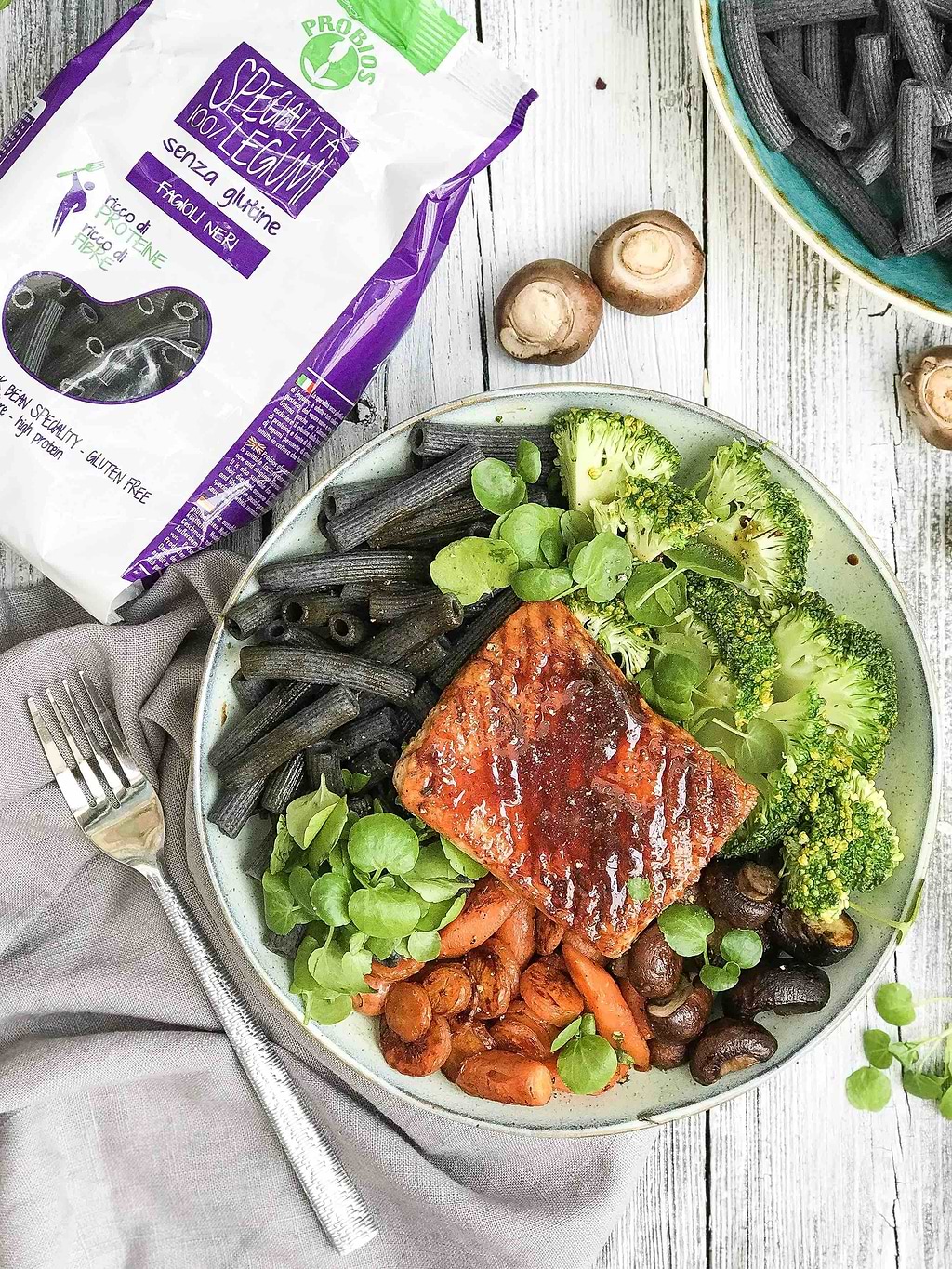 Probios pasta met teriyaki zalm