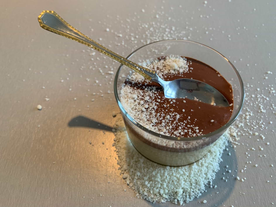 Panna cotta van chocolade en kokos