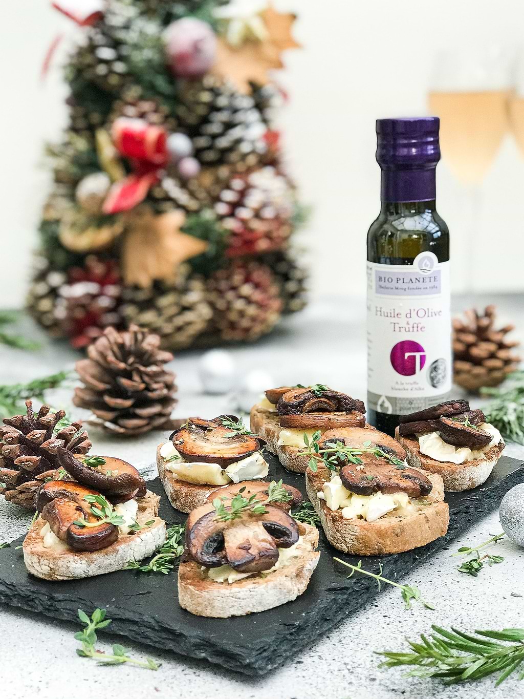 Toasts aux champignons et fromage de chèvre 