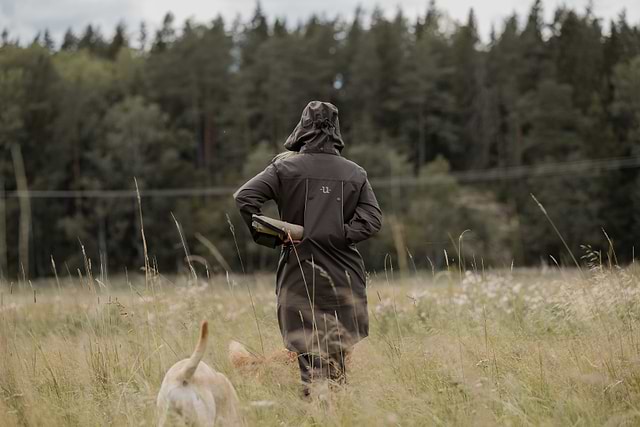 Brown Dog Trainer Jacket with back pocket, waterproof.