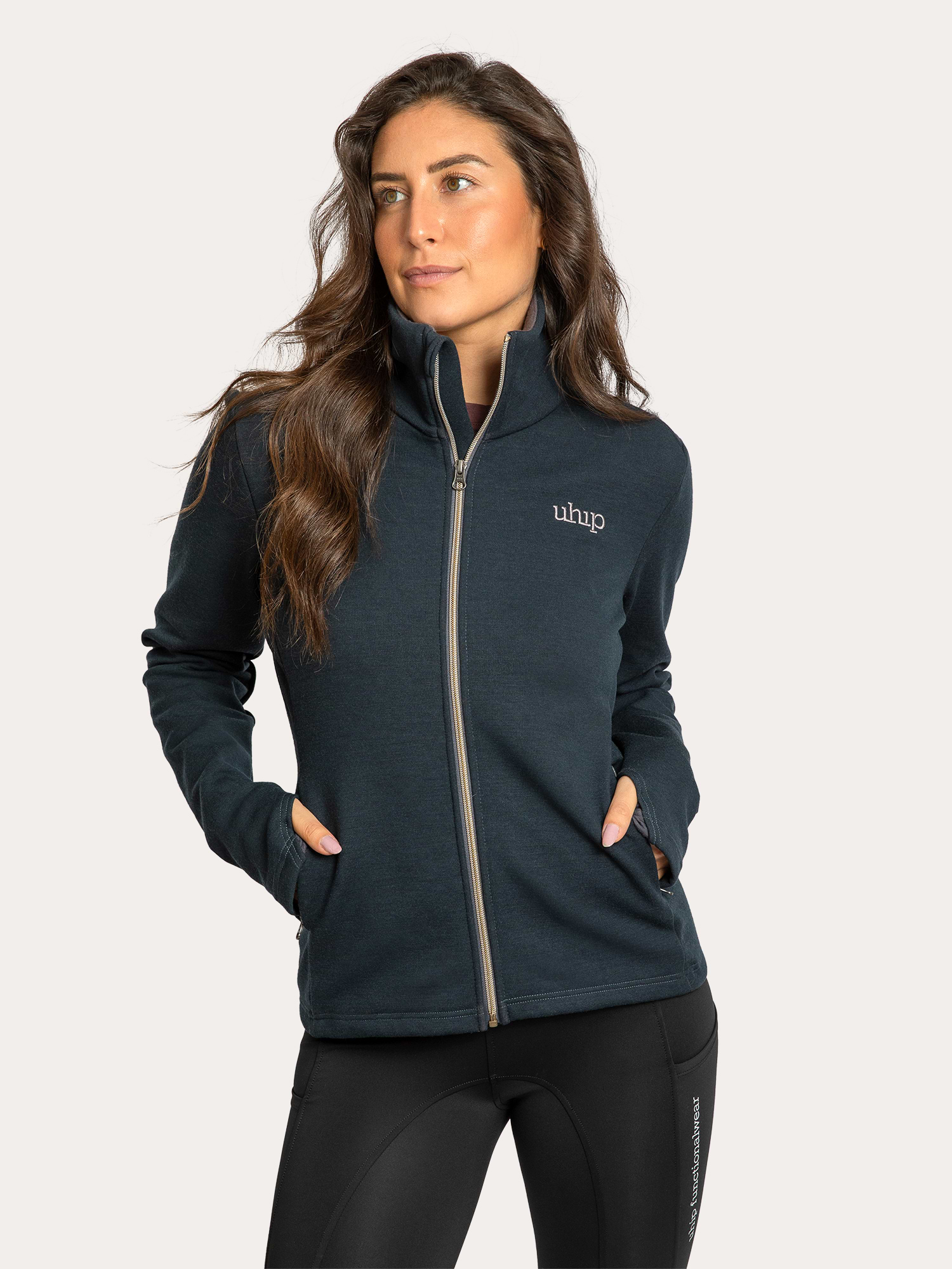 Woolblend Full Zip Blue Graphite