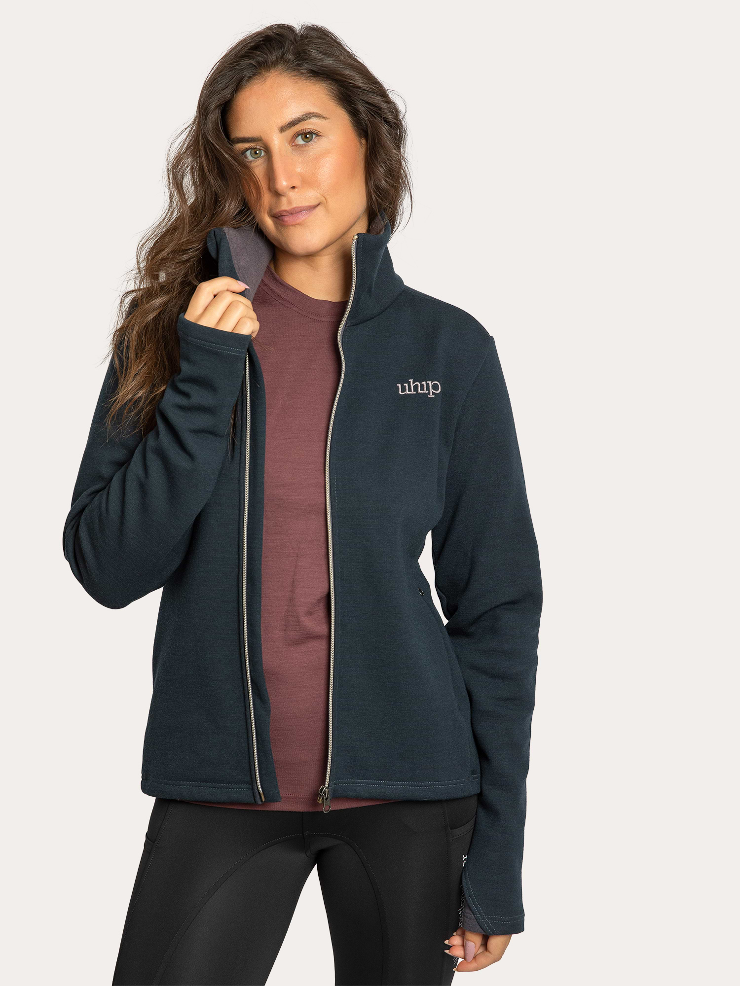 Woolblend Full Zip Blue Graphite