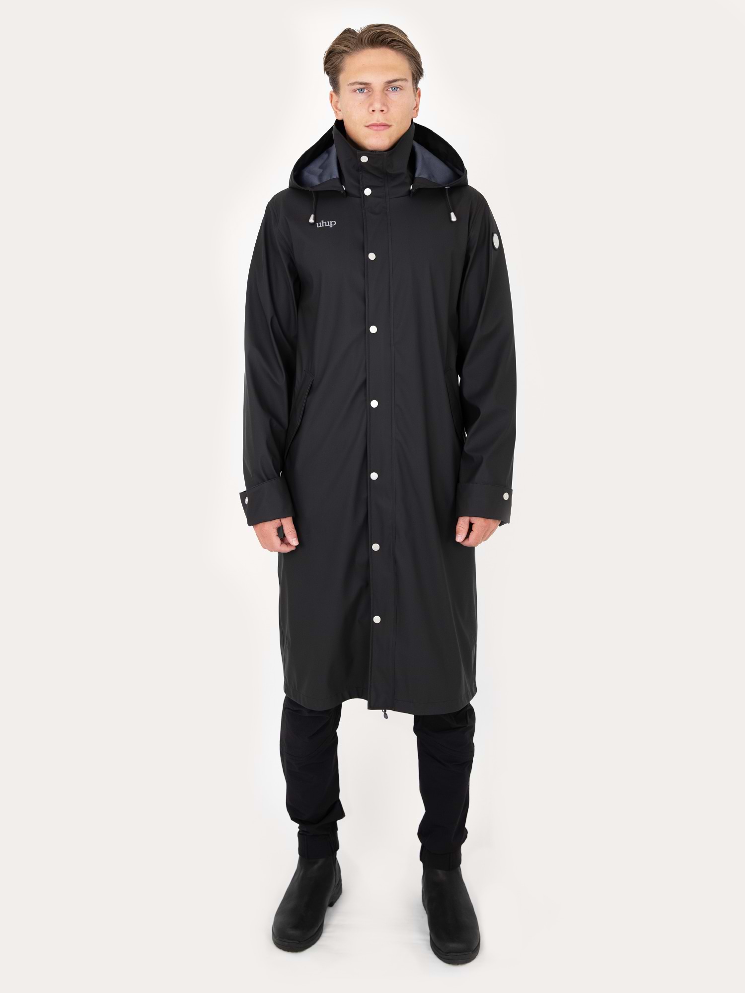 Winston Raincoat Jet Black – Long Waterproof Riding Coat | Uhip - Uhip