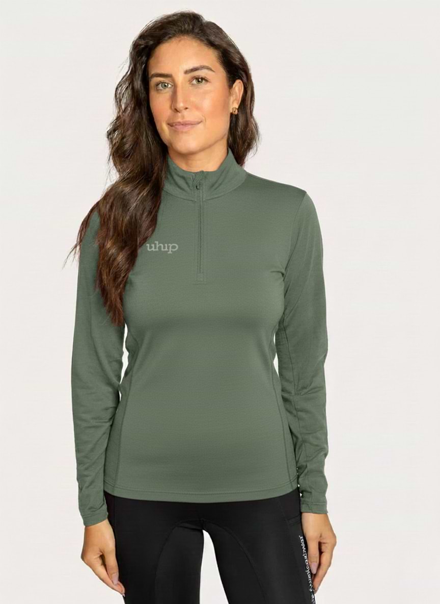 Merino Half Zip Top Willow