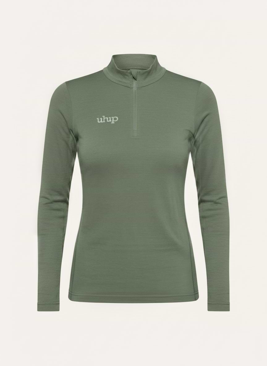 Merino Half Zip Top Willow