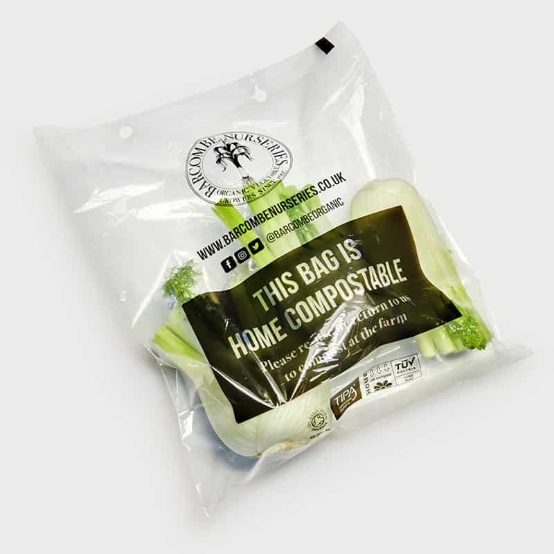 Eco-friendly clear wicketed bag for food