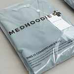 Medhoodie in compostable packaging