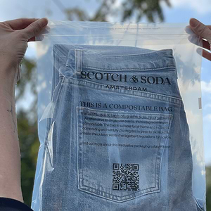Jeans in a compostable bag