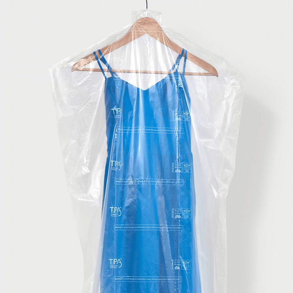 Clothing in Tipa compostable packaging