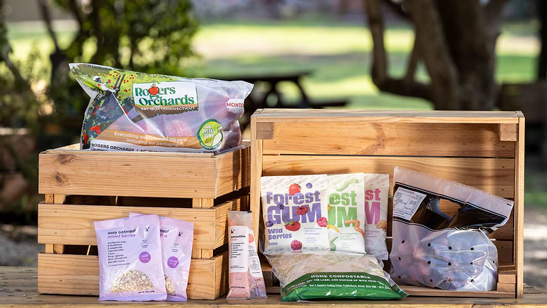 Several types of Tipa compostable packaging
