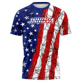 Innova Freedom Jersey. Red, white, and blue pattern. front.