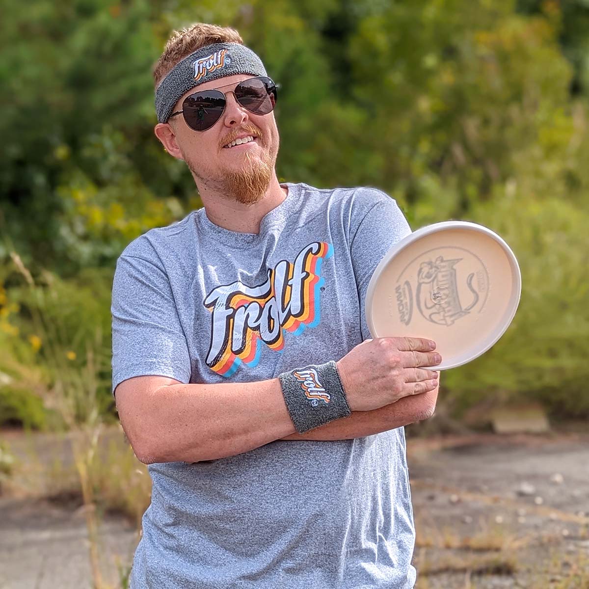 Disc Golf Sweatbands - Headband and Wristband Set - Frolf Logo