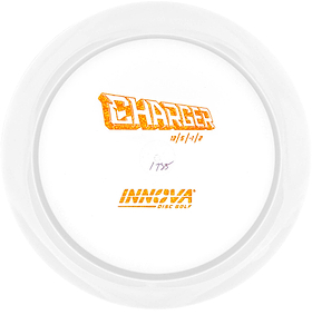 Bottom Stamp Innova Star Charger (White) - Disc Dyeing. White disc. Orange colored bottom stamp.