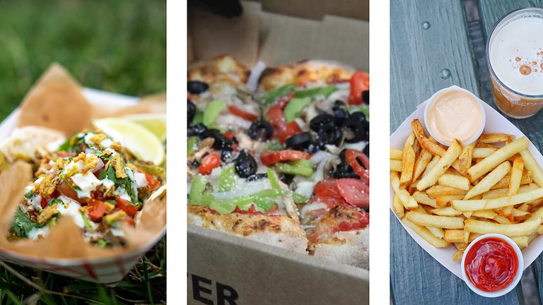 food trucks - french fries, veggie pizza