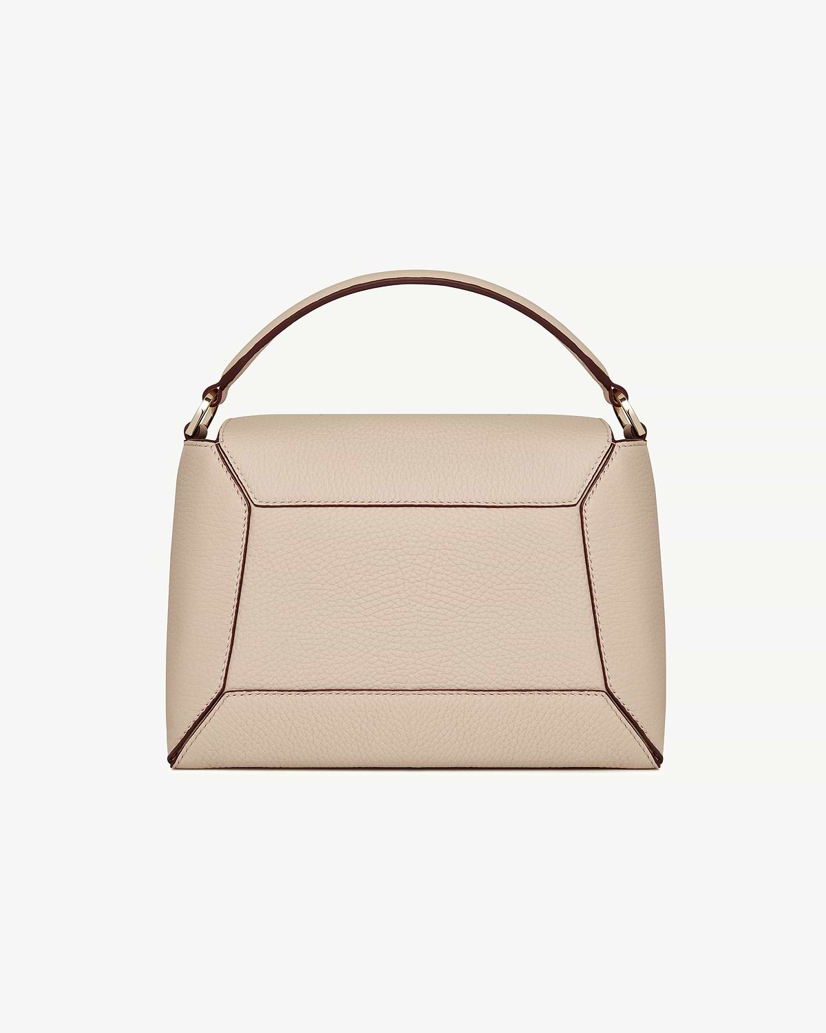 Oat mosaic bag with single top handle and contrast edge stitching.