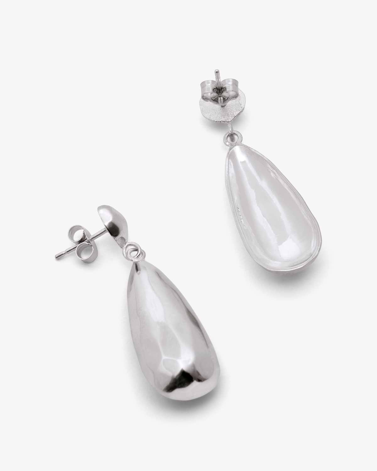 Sterling silver Jasmine drop earrings with teardrop pendants and stud backs