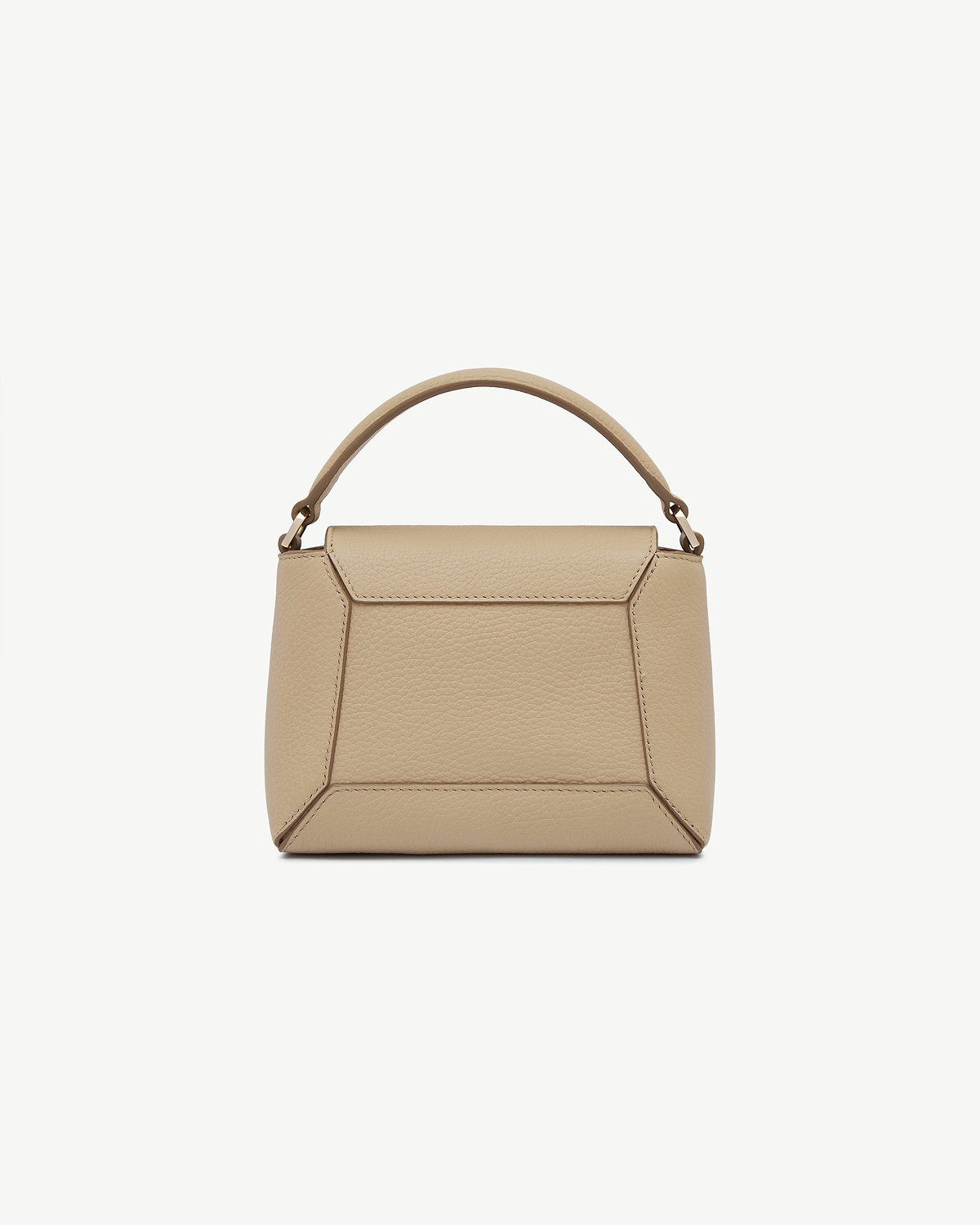 Mosaic Nano bag in sand pebbled leather with top handle visible